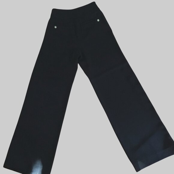 LEIFSDOTTIR ANTHROPOLOGIE Women High Waist Black Wide Leg Pearl Button Pants 6 - Picture 2 of 14